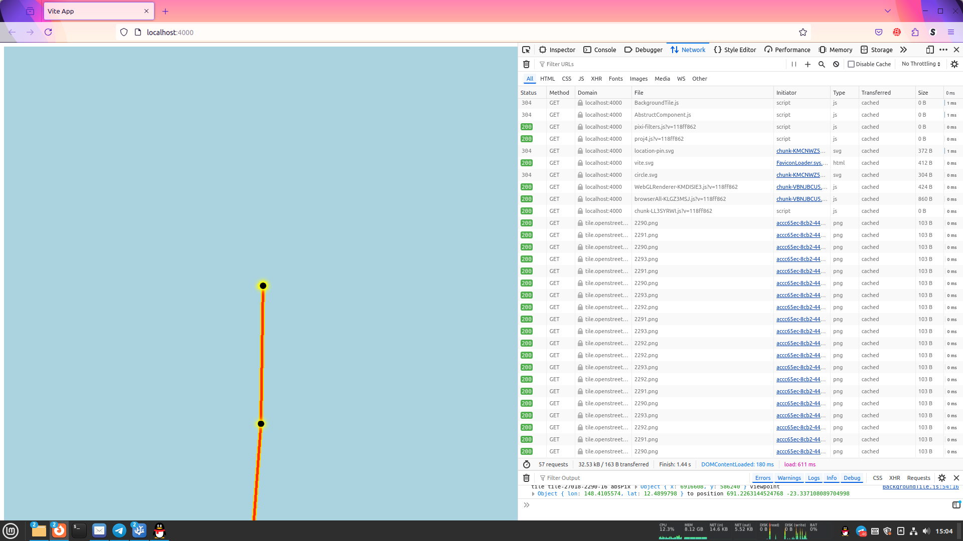 Network request statistics for tiles